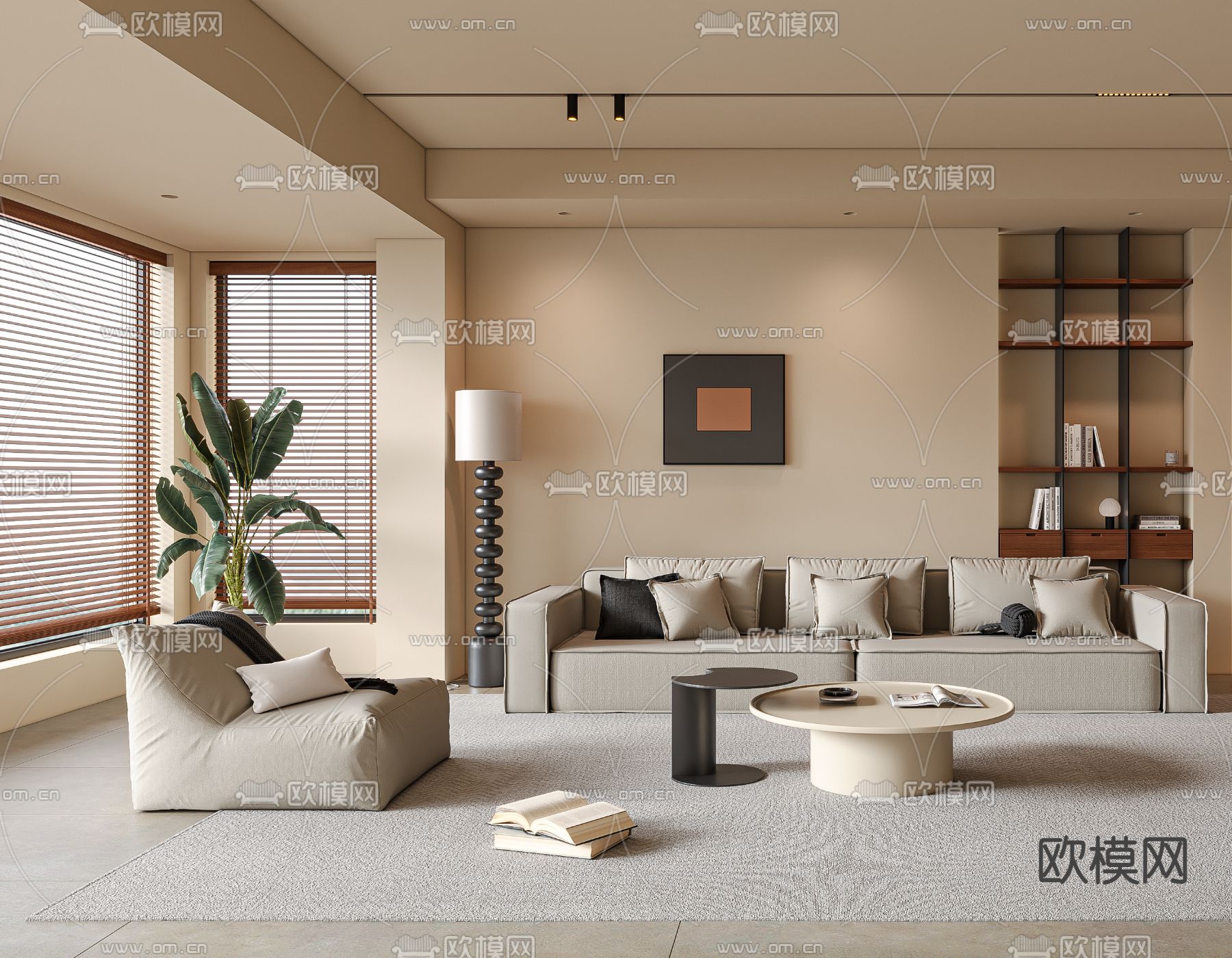 中古风客厅3d模型下载（渲染图2）