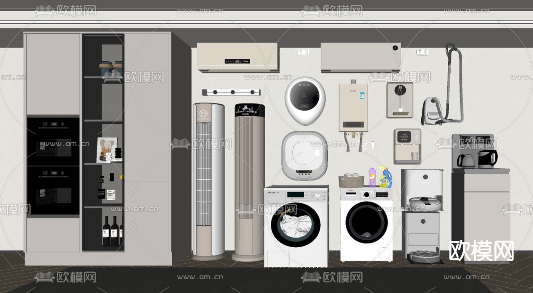 空调 洗衣机 热水器su模型下载（渲染图2）