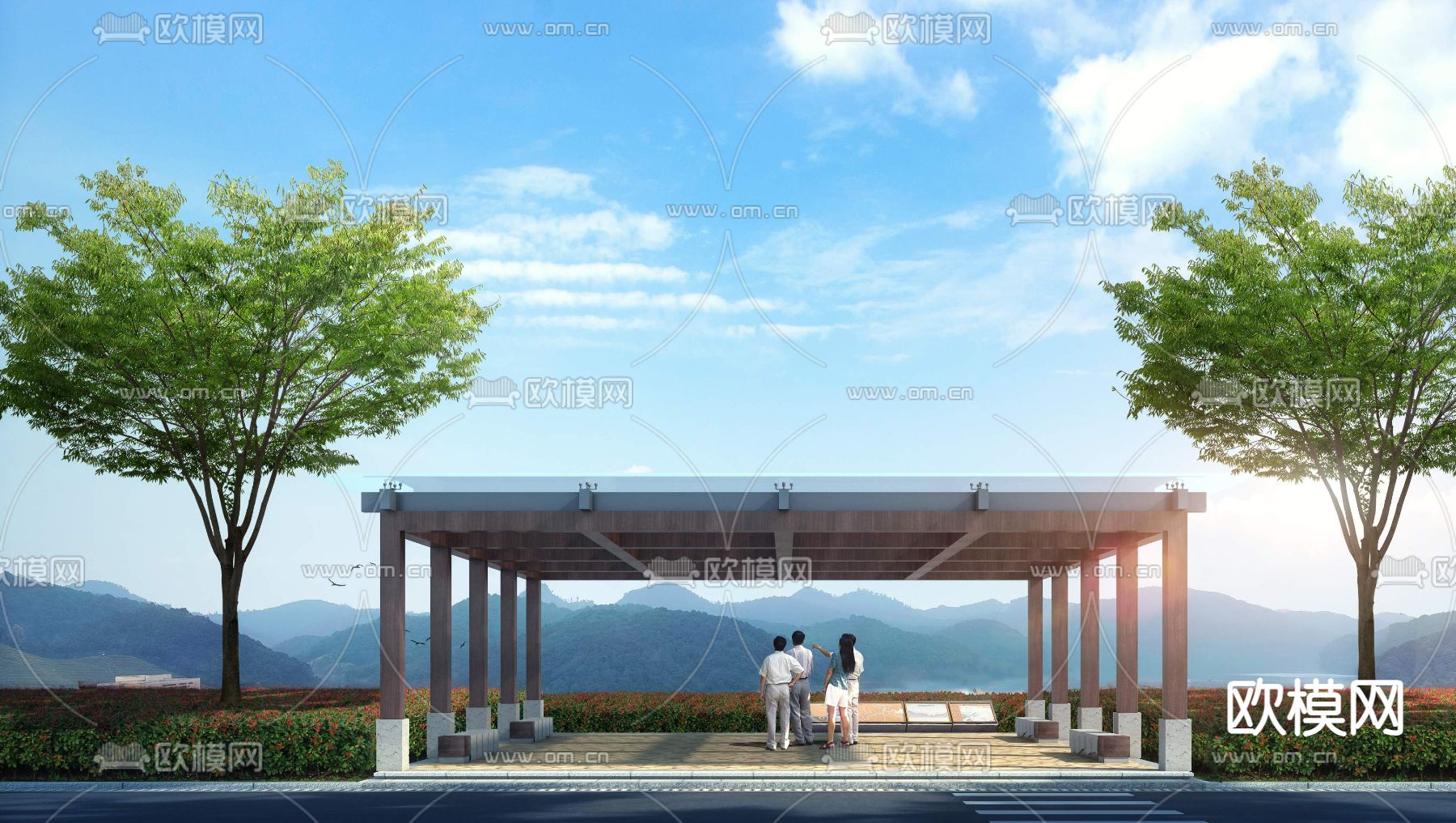 观景台 凉亭 亭子psd下载