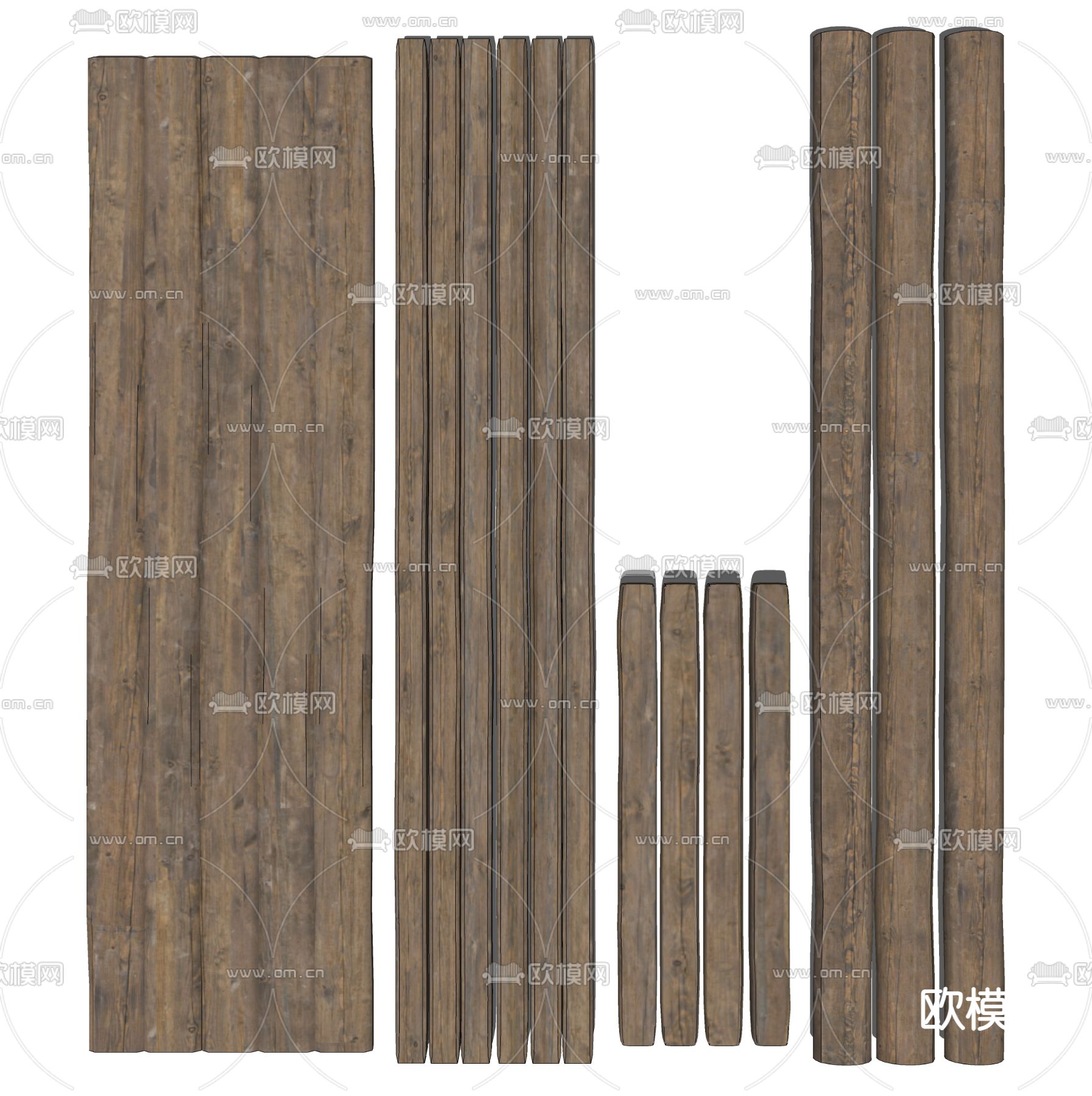 木梁 木桩 木柱su模型