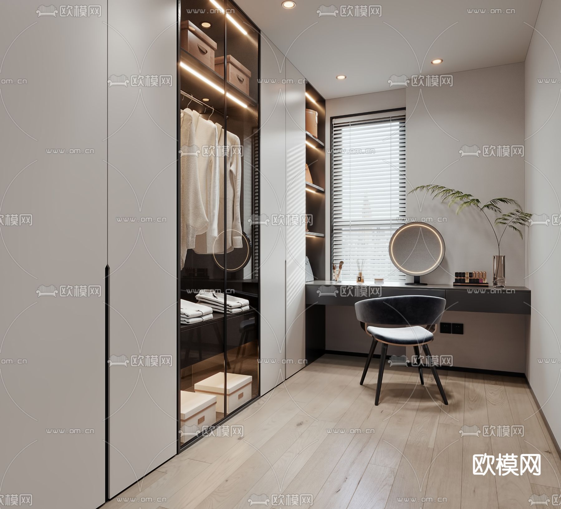 现代衣帽间3d模型下载（渲染图1）
