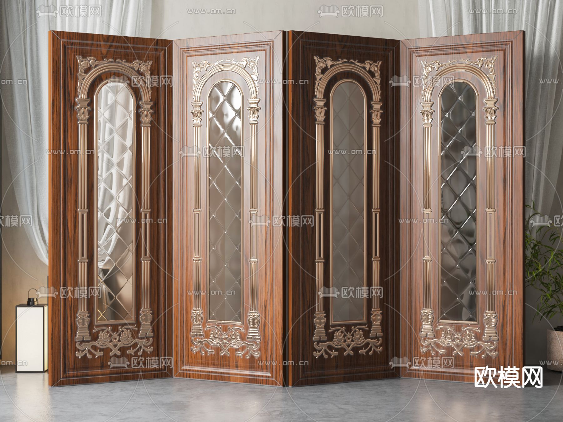 美式屏风 隔断3d模型下载