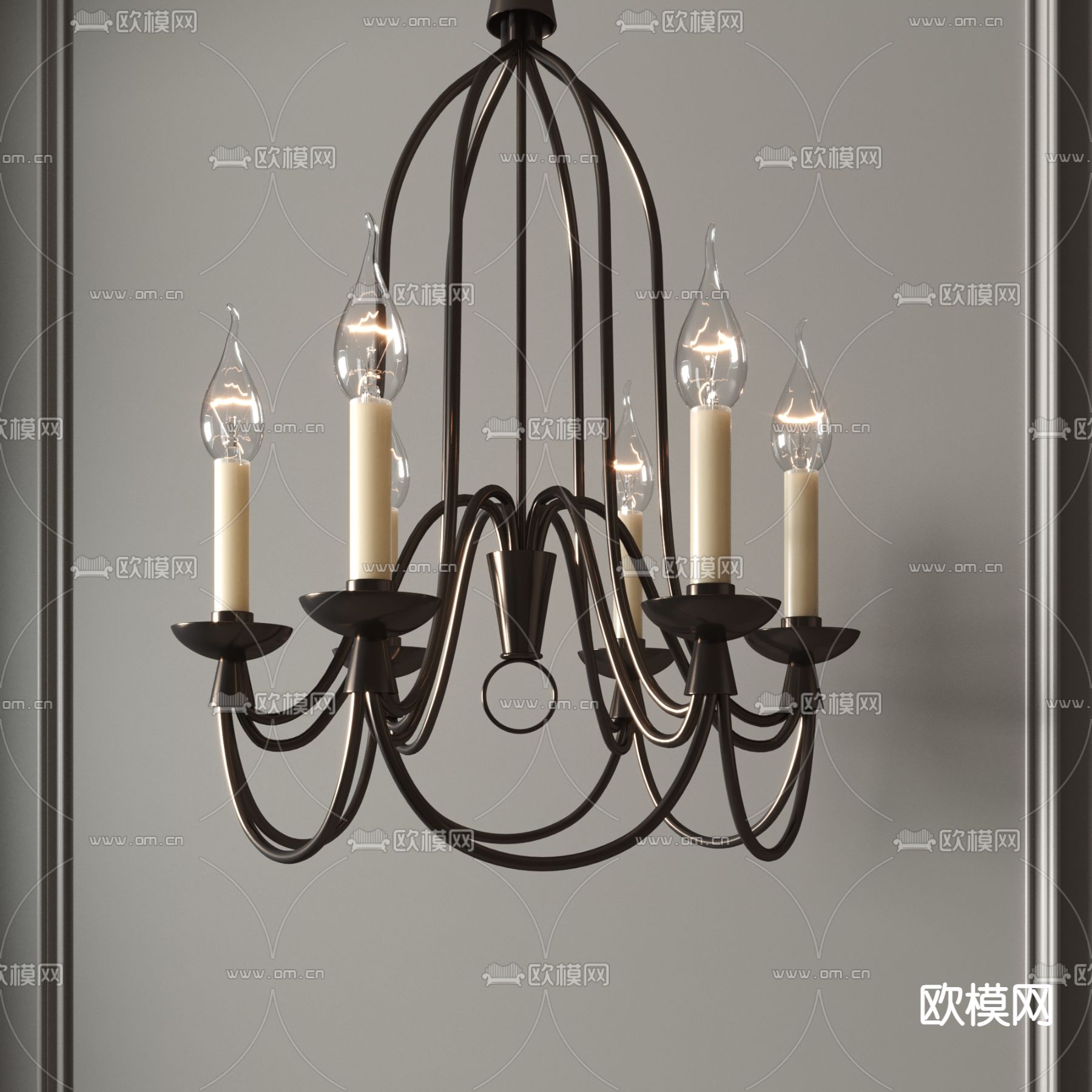 法式大堂吊灯 烛台吊灯3d模型下载