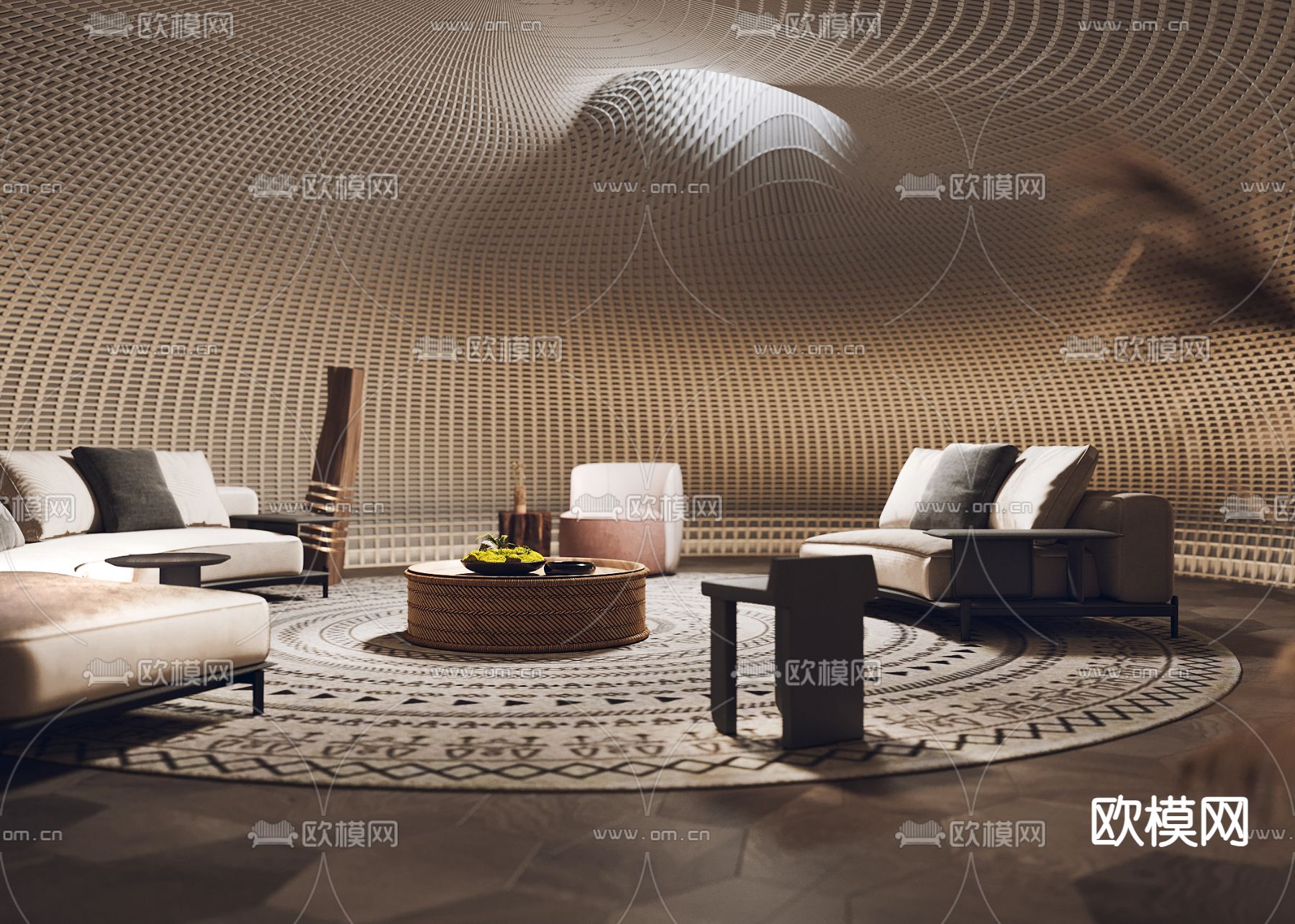 侘寂风会所 洽谈区3d模型下载