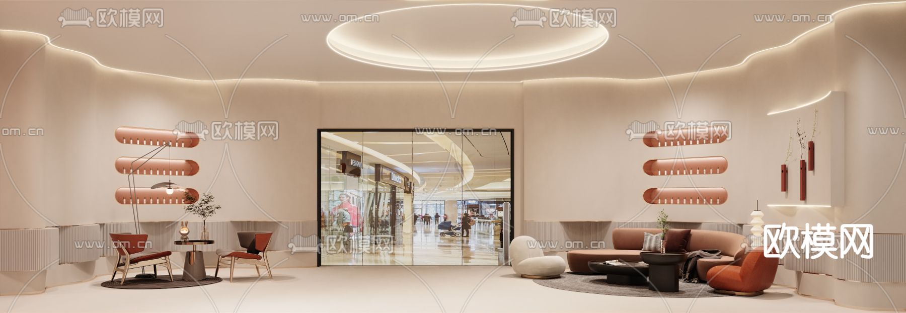 侘寂风美容院 大厅 休息区3d模型下载（渲染图2）