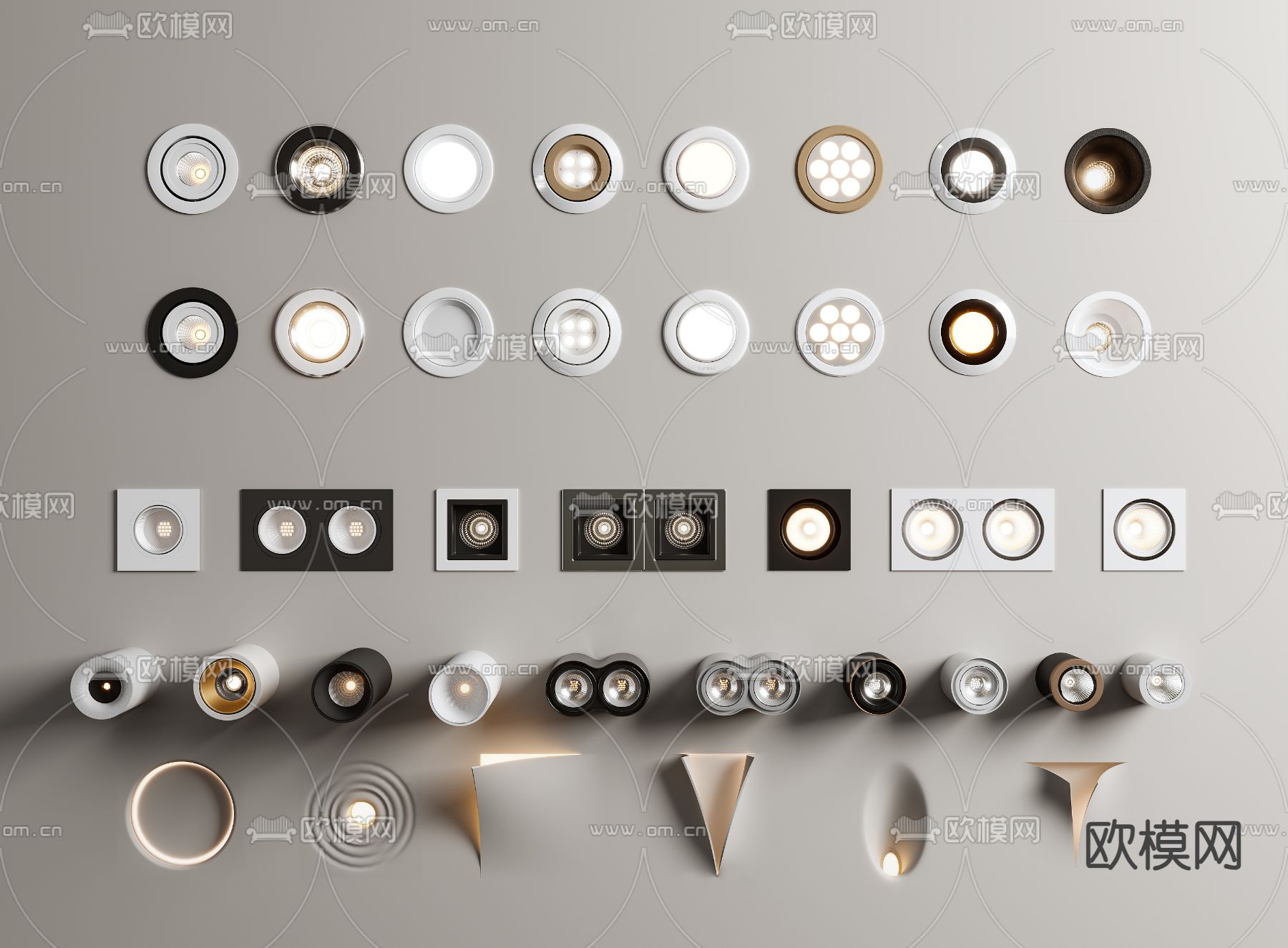 筒灯 射灯 石膏壁灯3d模型下载