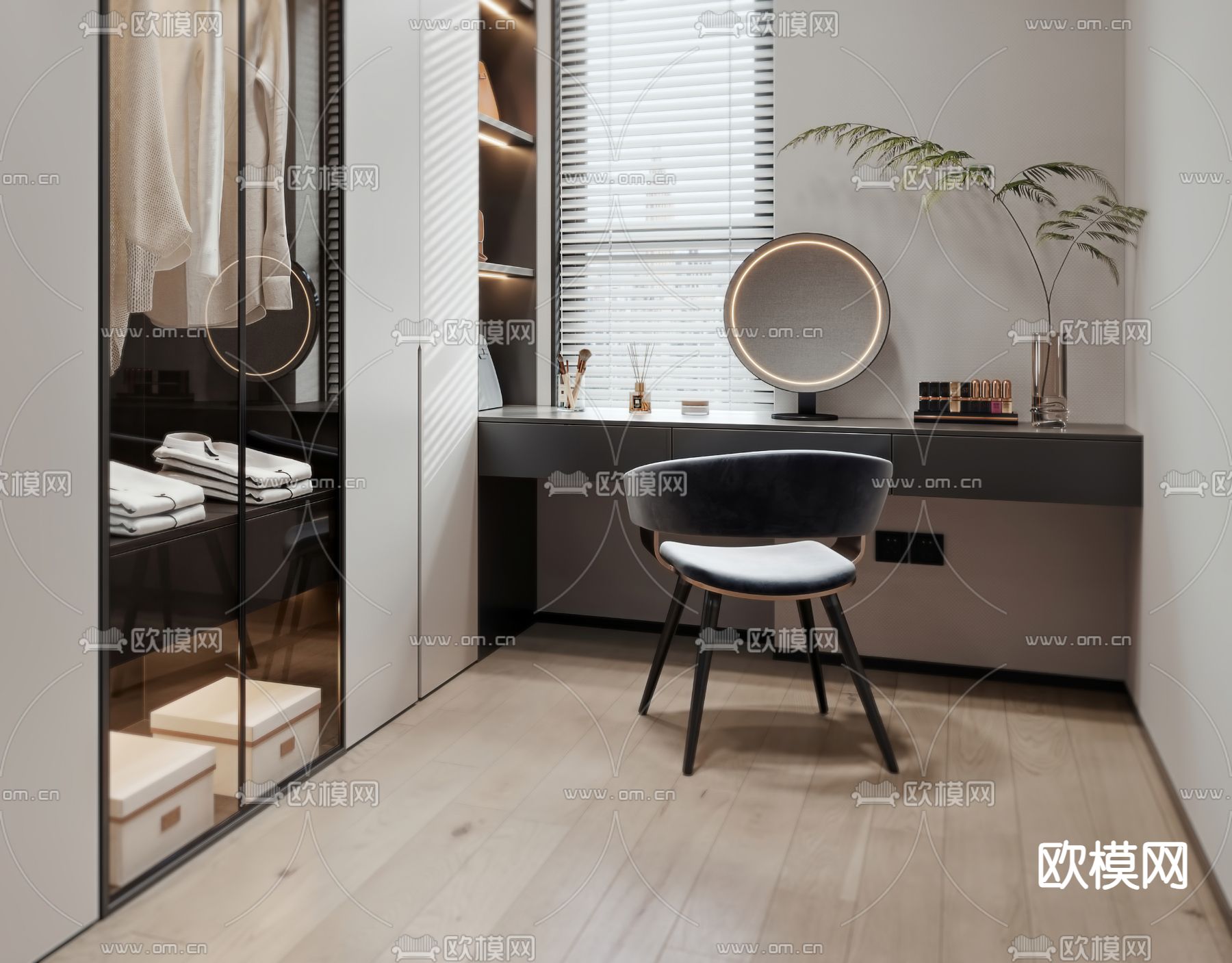 现代衣帽间3d模型下载（渲染图2）