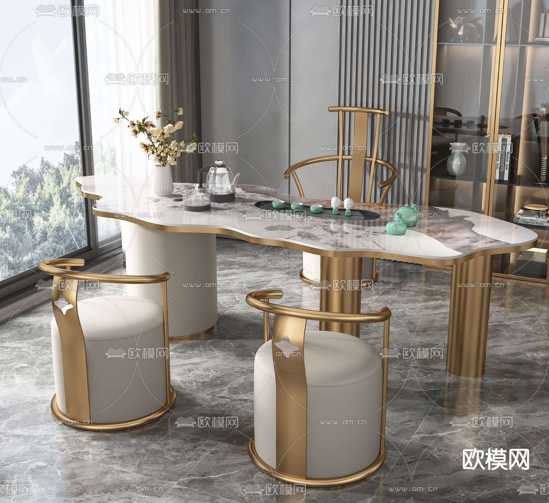 轻奢茶桌 茶台3d模型下载