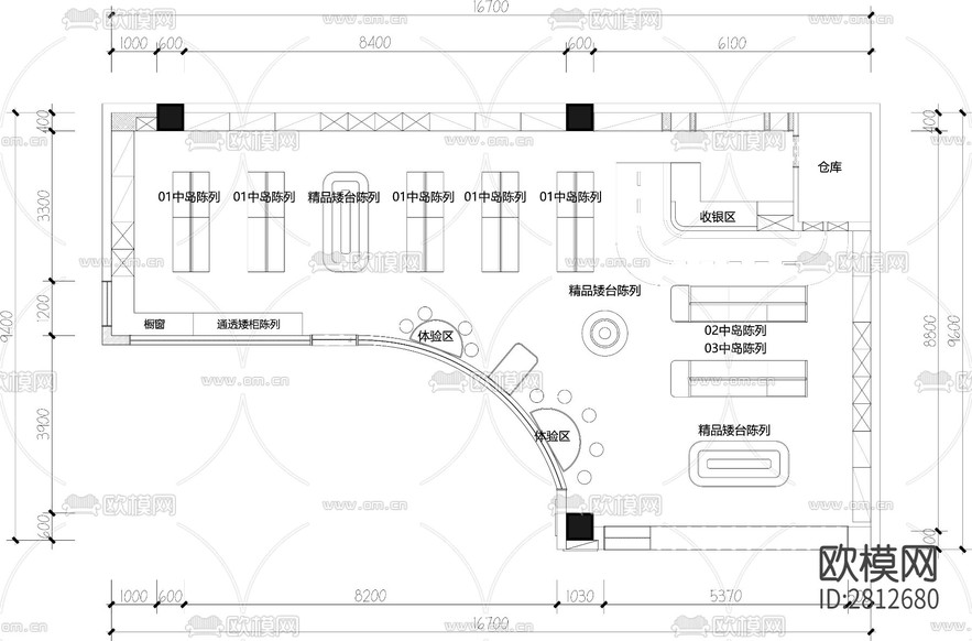 玩具店cad平面布置圖下載(渲染圖2)