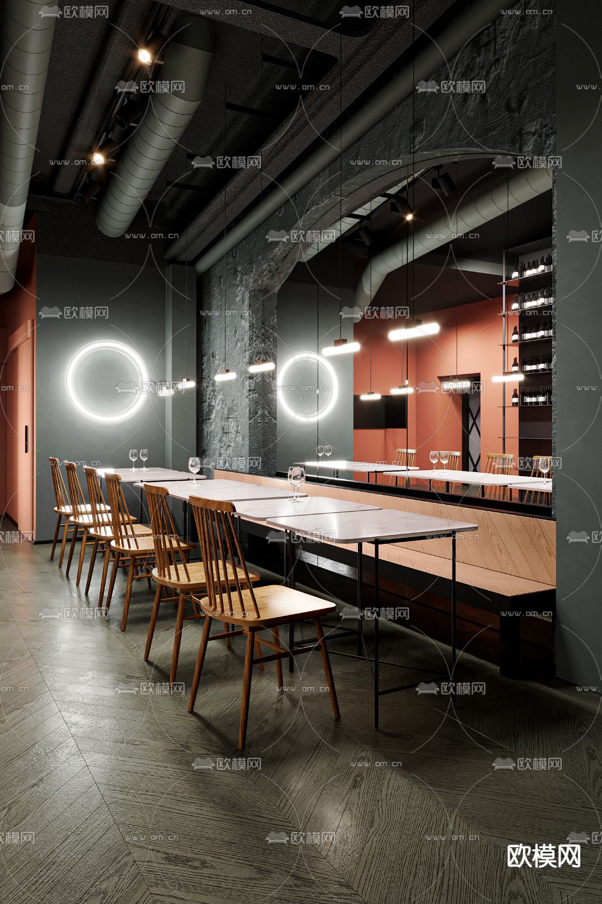 工业风快餐厅3d模型下载