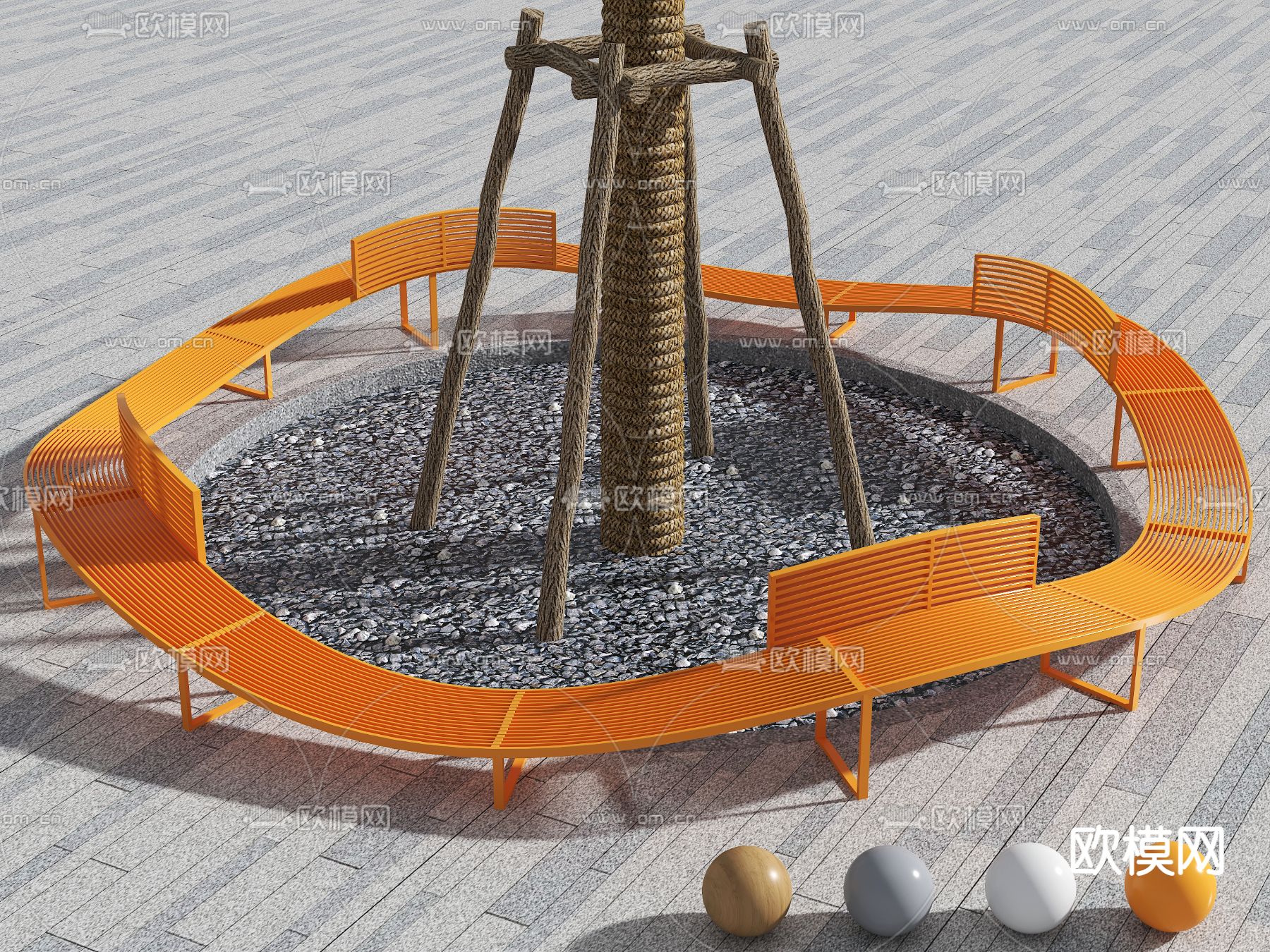 树池座椅su模型下载