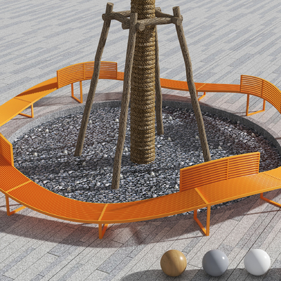  树池座椅su模型 