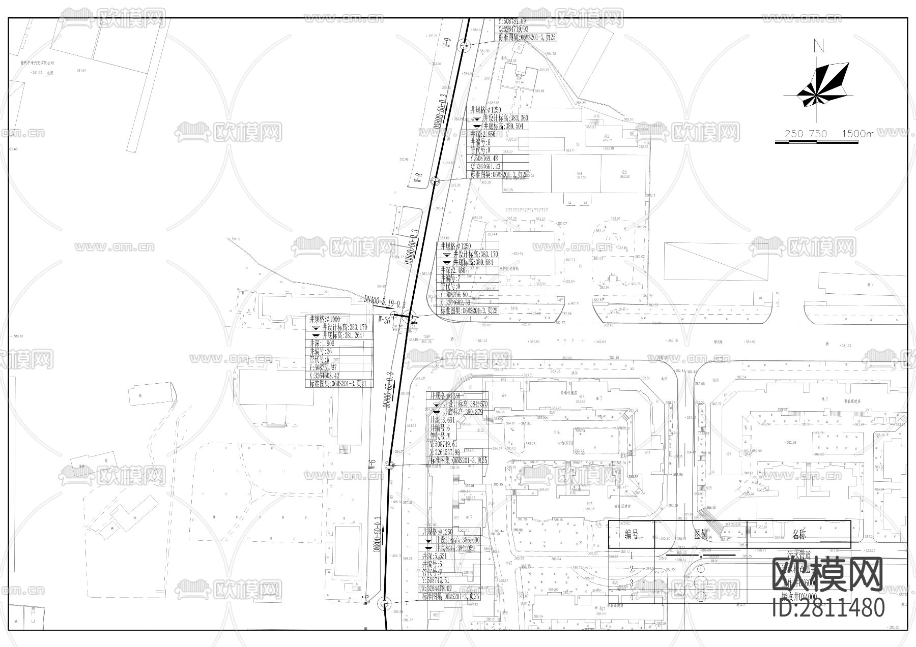 九建路（宏泽水务至大邮路）污水管网工程cad施工图下载（渲染图3）