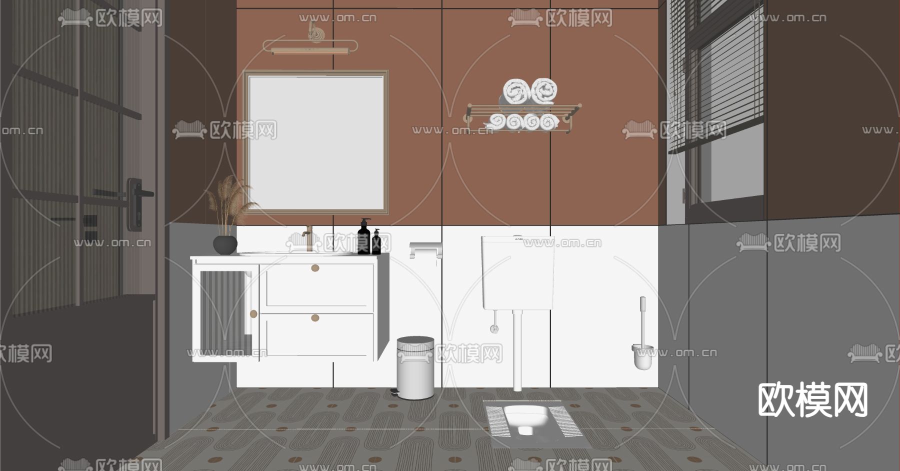 法式卫生间su模型下载（渲染图2）
