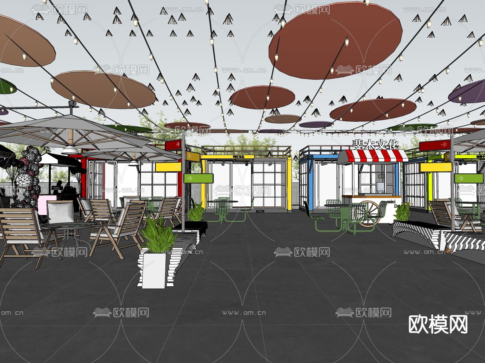 现代文创商业街su模型