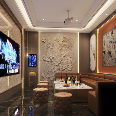  现代KTV包厢su模型 