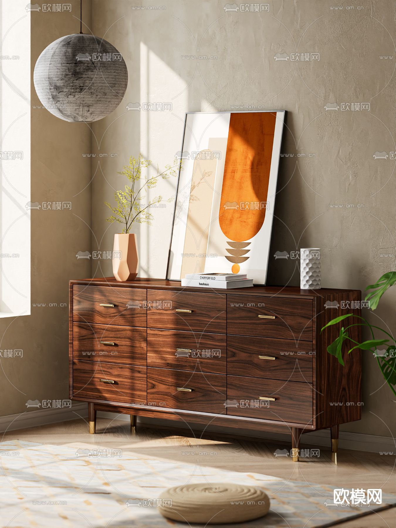 北欧斗柜 边柜3d模型下载