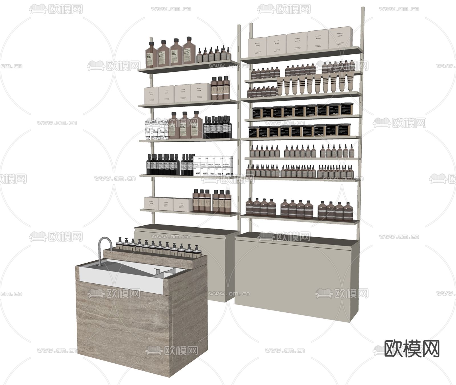 现代洗护用品su模型下载（渲染图2）