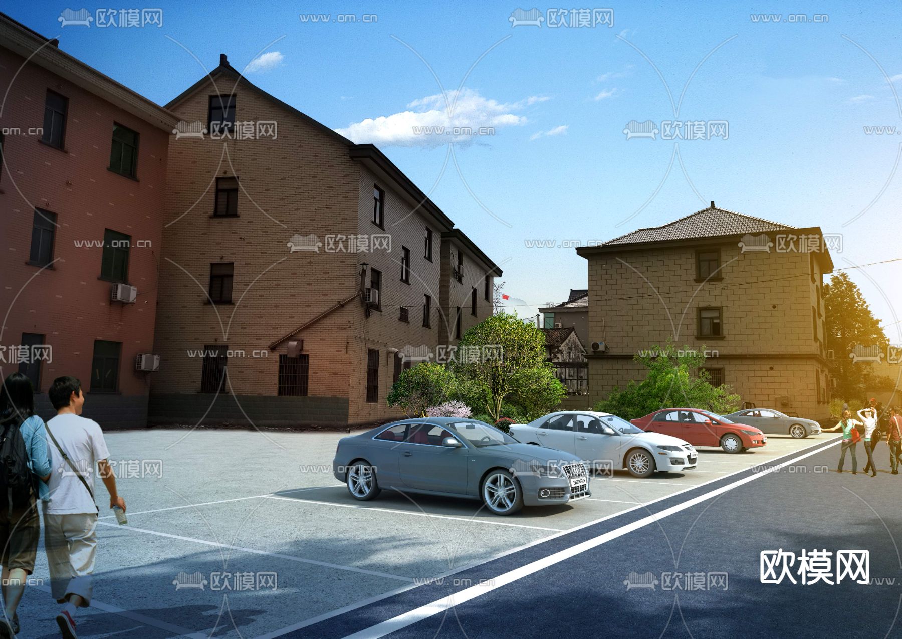 户外停车场psd下载