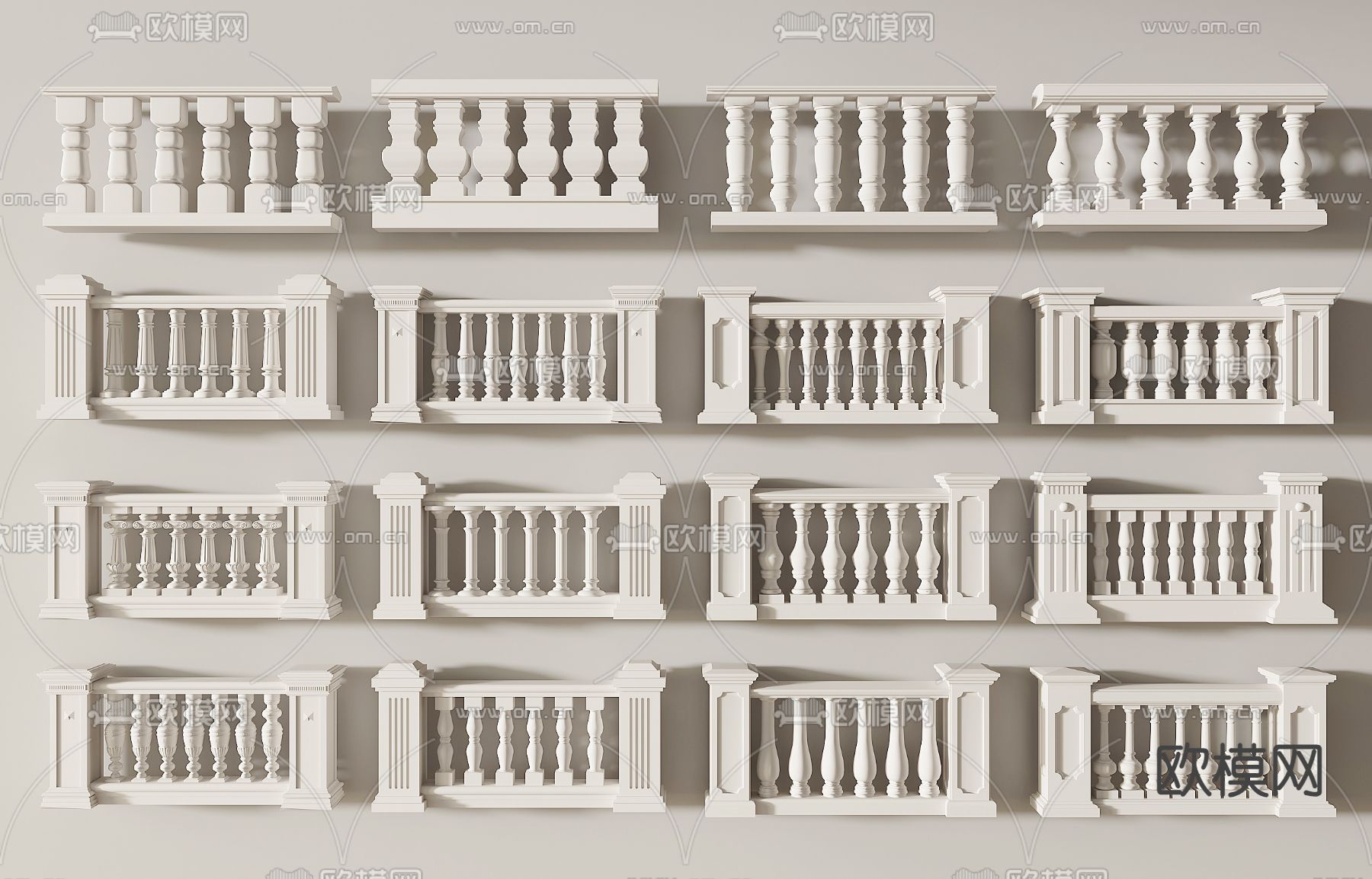 欧式护栏 围栏 栏杆 拦河3d模型下载