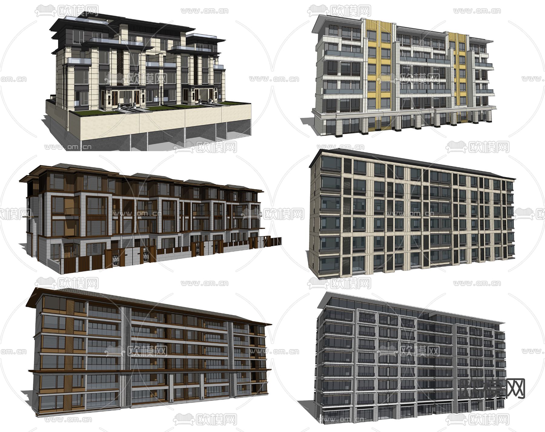 住宅建筑 住宅楼su模型下载（渲染图2）