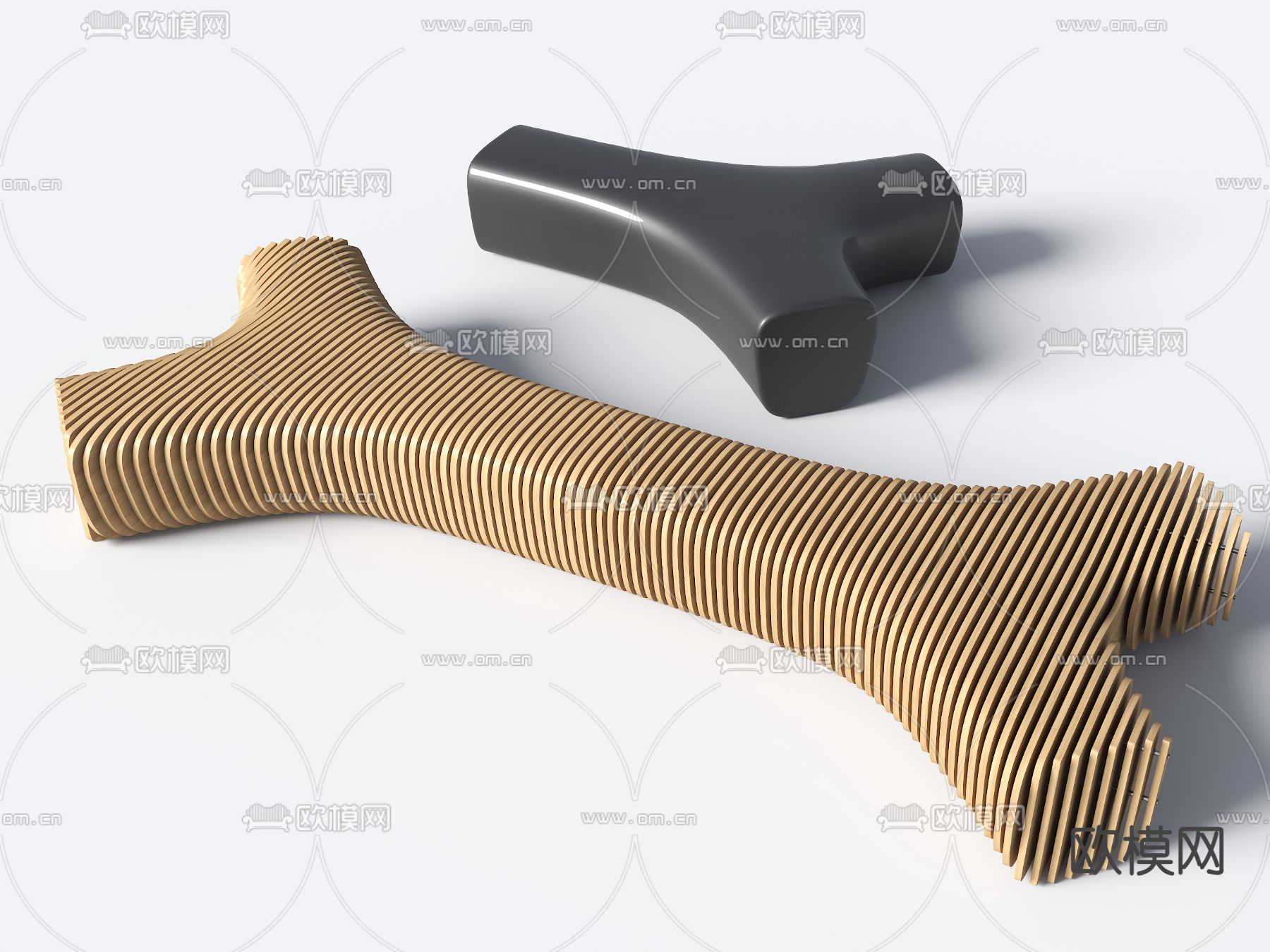 景观座椅 异形长椅su模型下载（渲染图1）