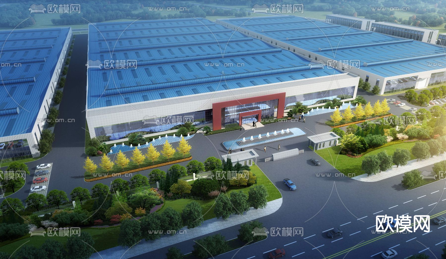 工厂 厂房鸟瞰psd下载