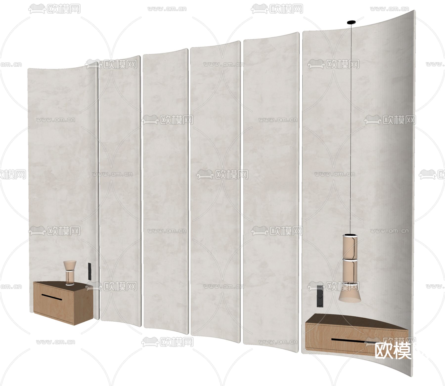 侘寂风背景墙su模型