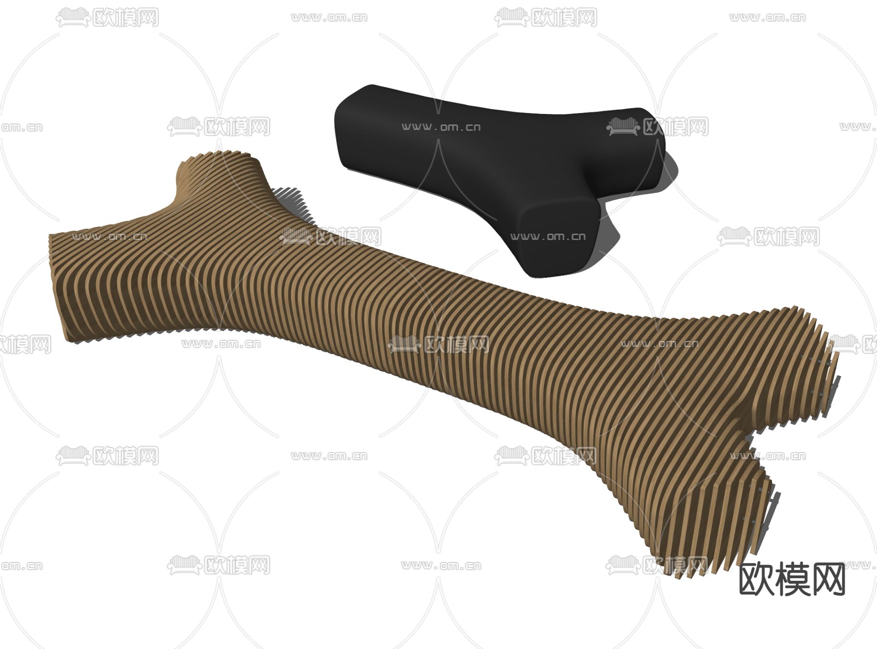 景观座椅 异形长椅su模型下载（渲染图2）