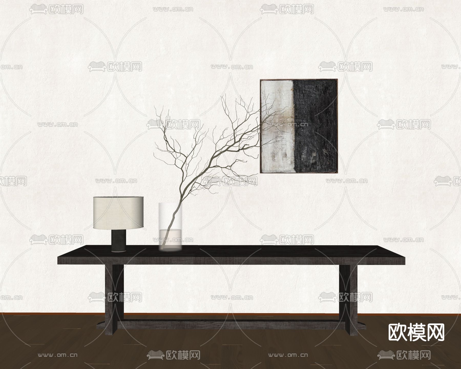 侘寂风换鞋凳 长凳su模型下载（渲染图2）