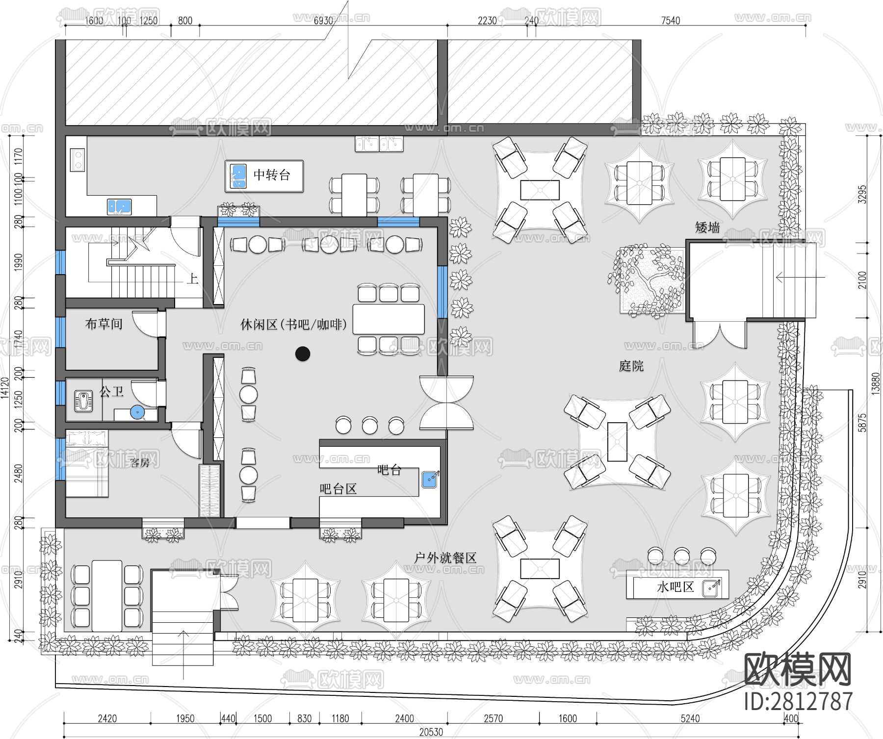 露营营地cad平面布置图下载（渲染图1）