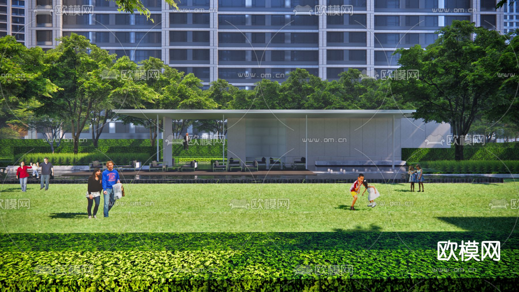 现代住宅景观su模型