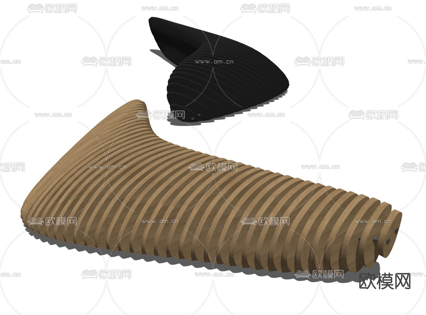 景观座椅 异形长椅su模型下载（渲染图2）