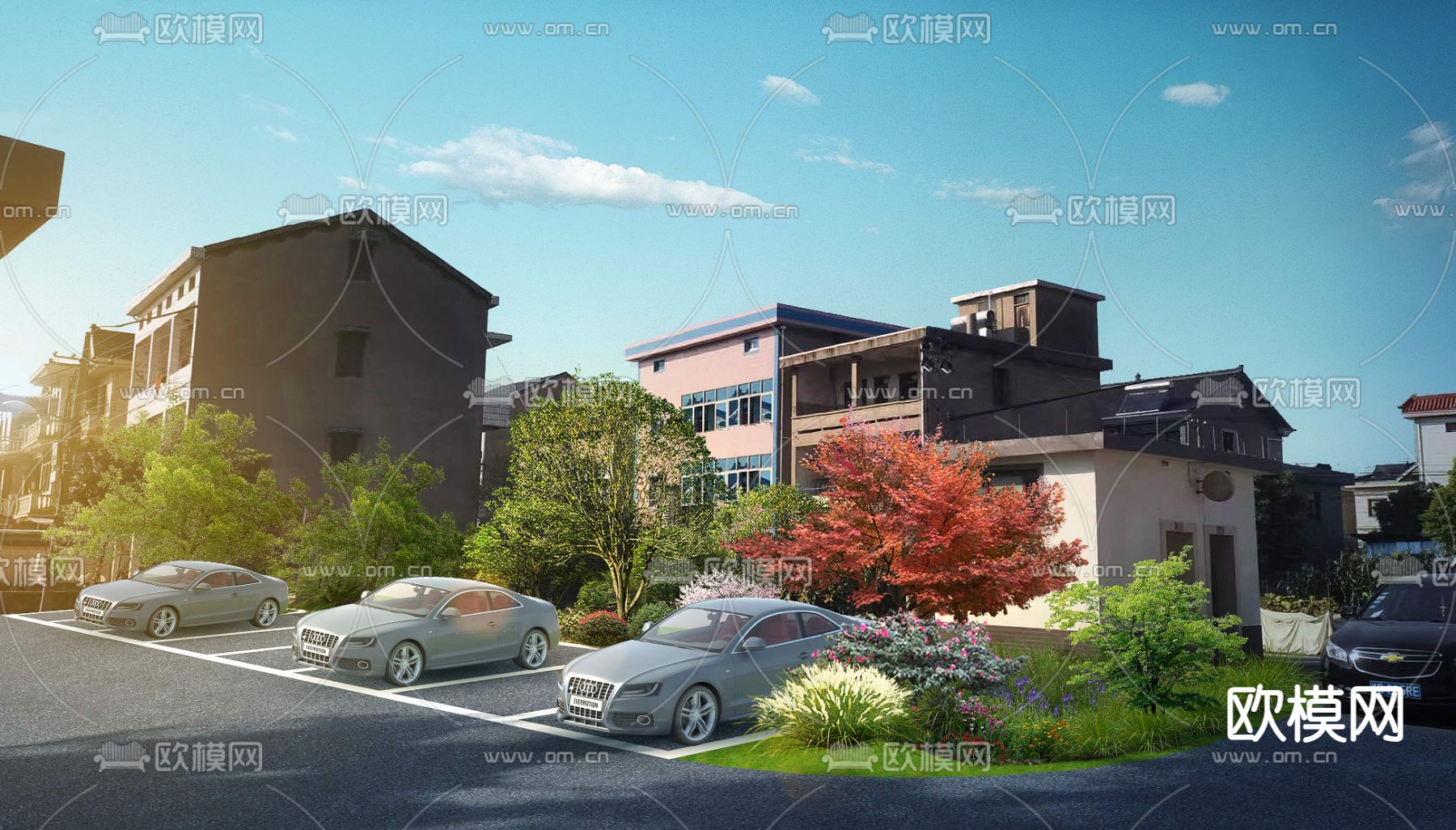 户外停车场psd下载