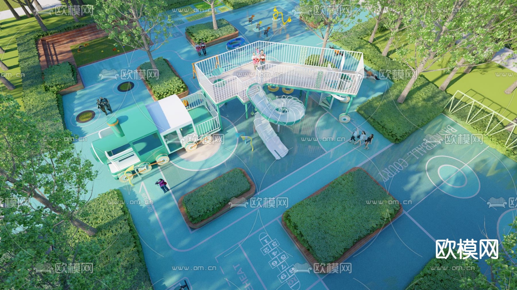 主题游乐园 儿童乐园 游乐器材su模型下载（渲染图1）