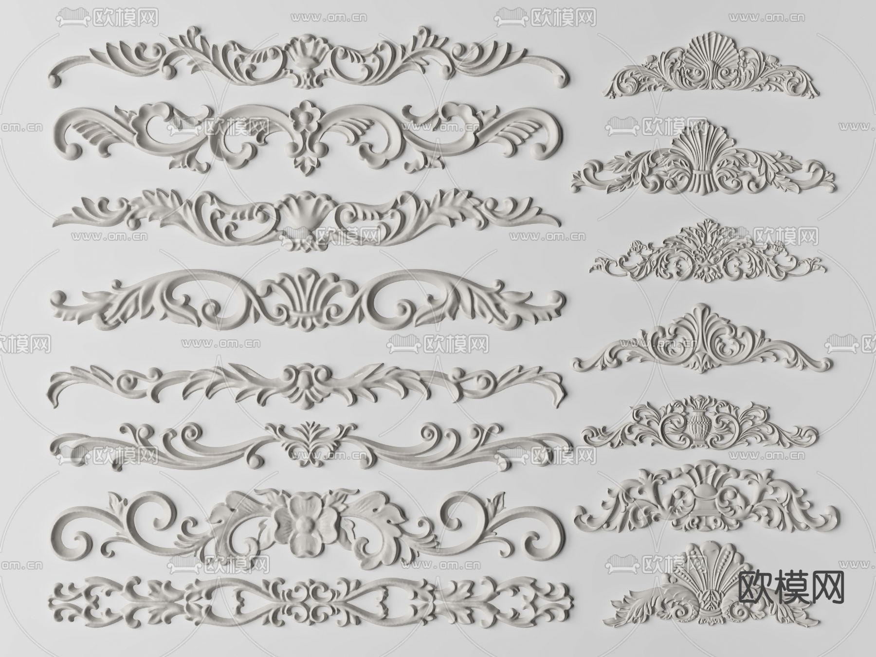 欧式石膏雕花3d模型下载