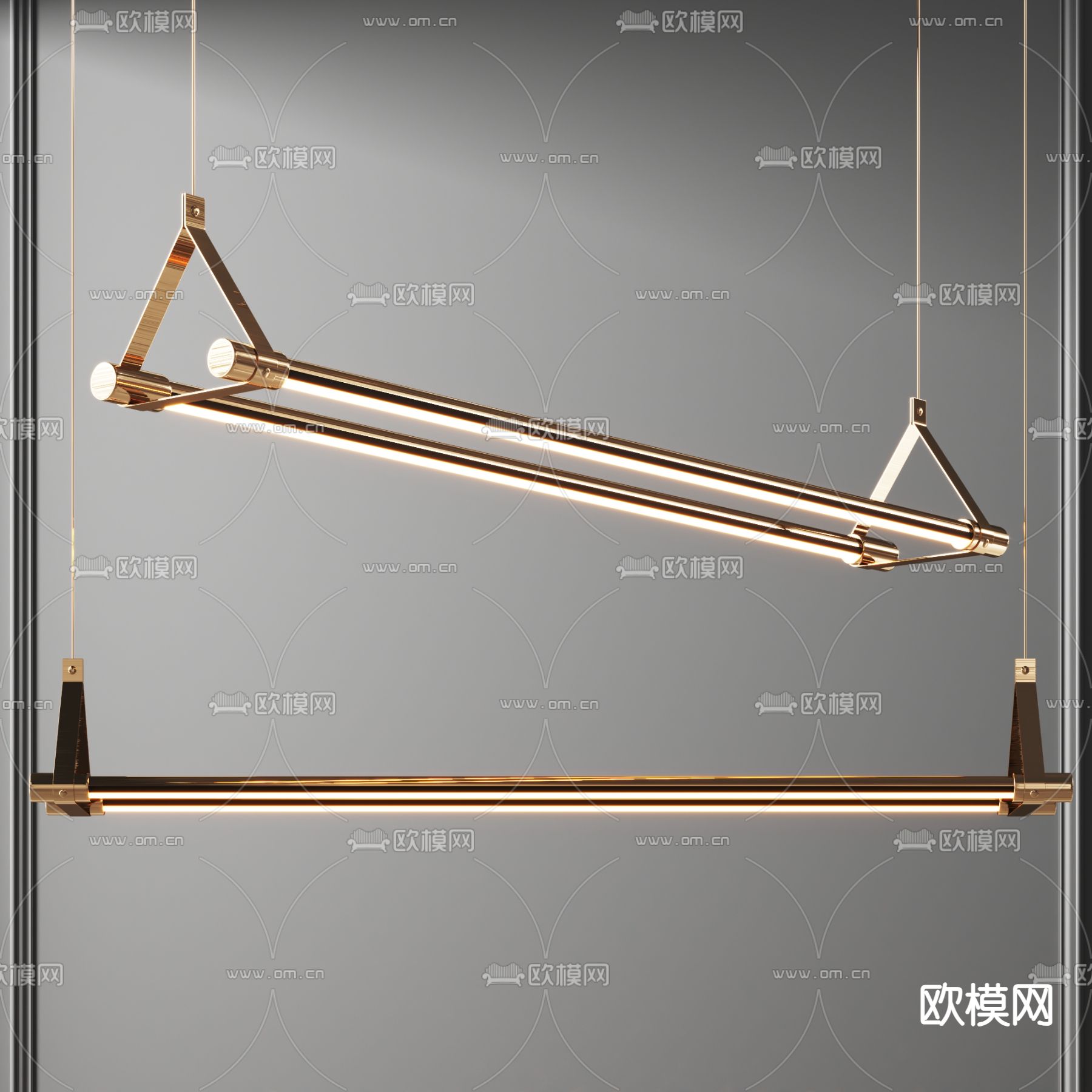 办公吊灯 长吊灯3d模型下载