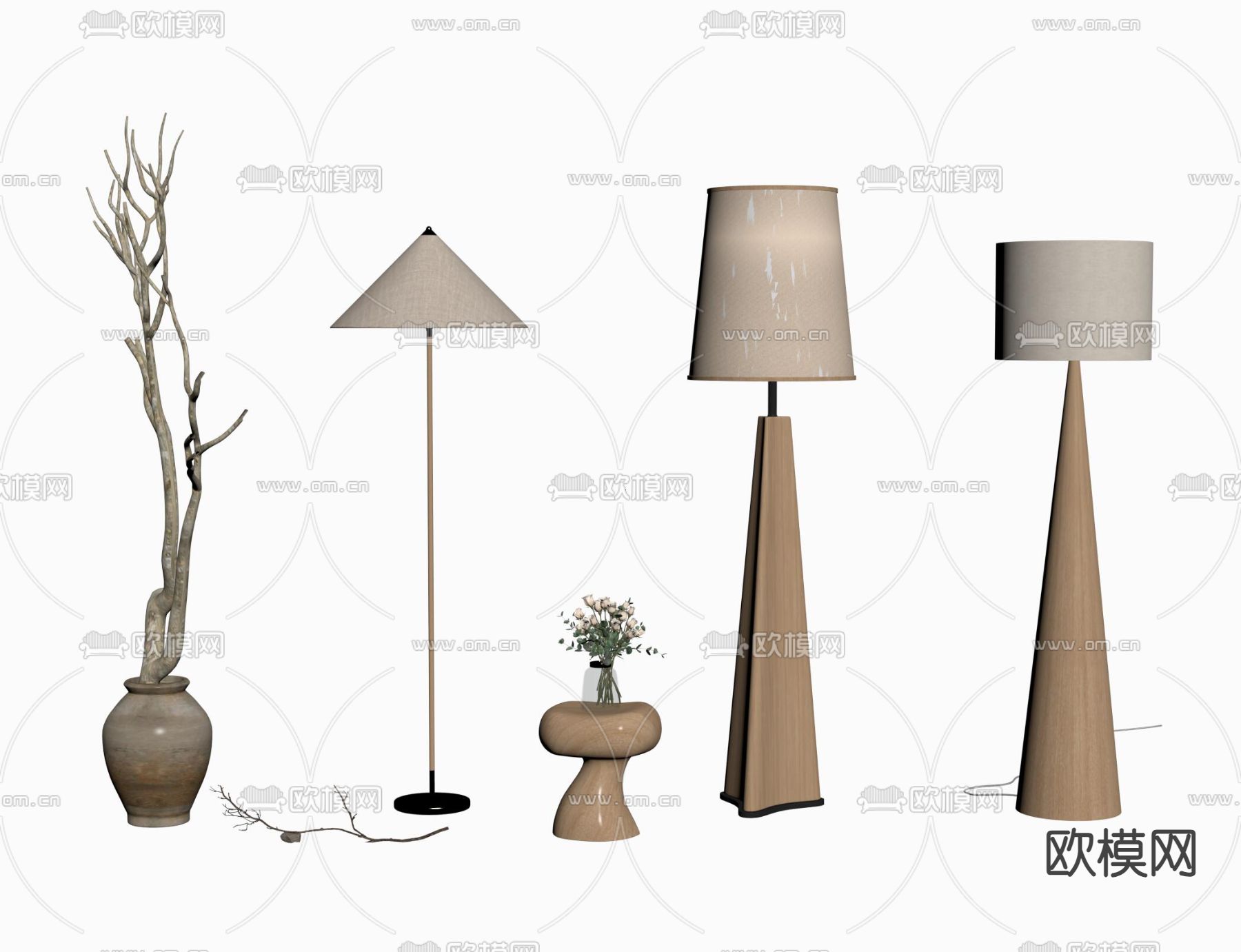 侘寂落地灯su模型下载（渲染图2）