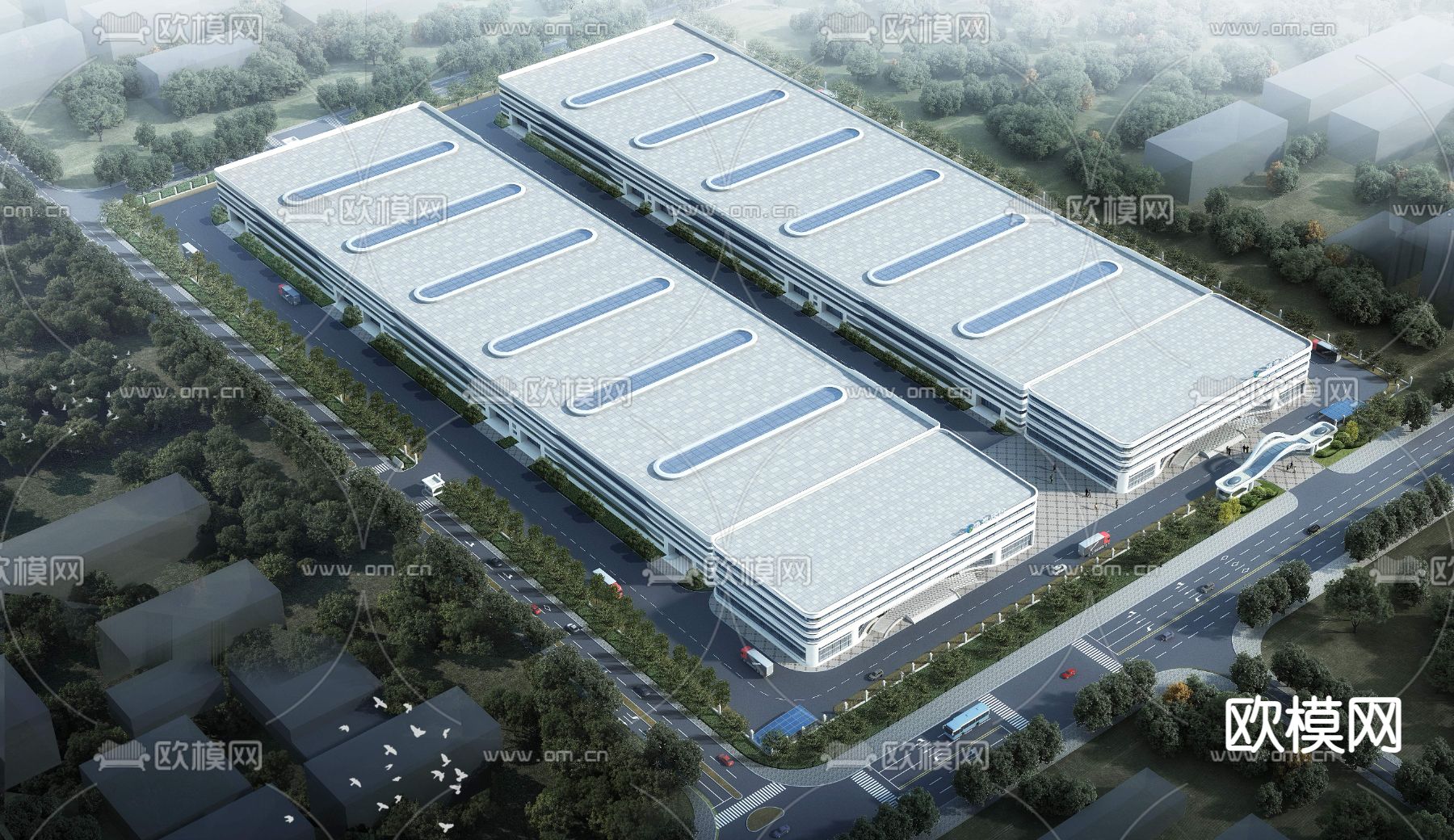 工厂鸟瞰psd下载