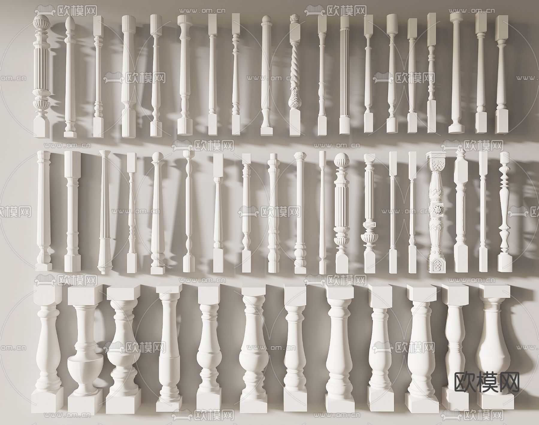 欧式柱子 栏杆柱 石膏柱3d模型下载