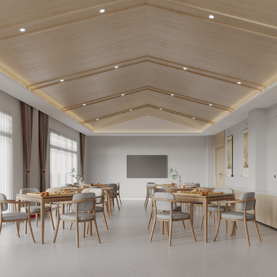  新中式老年活动中心su模型 