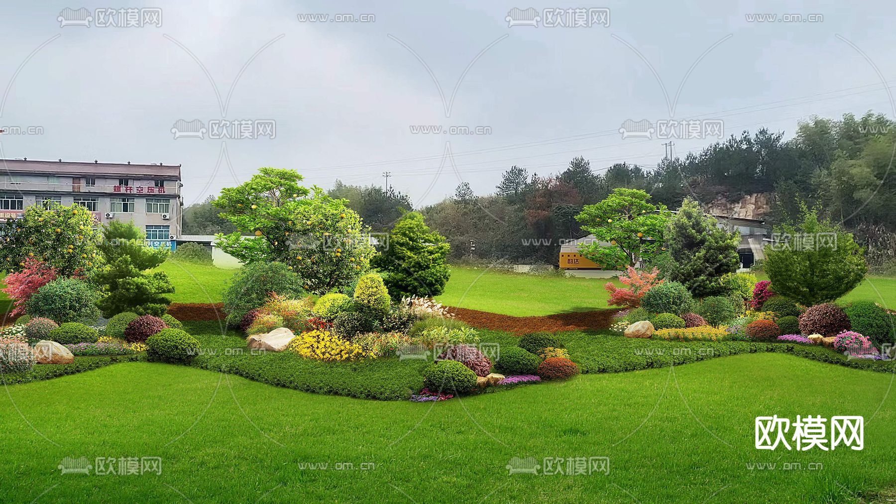 园林景观 花坛造景psd下载