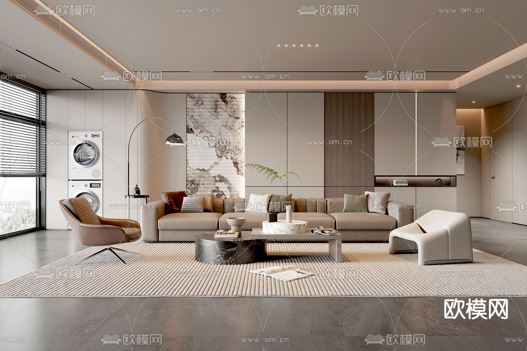 现代客厅su模型下载_ID14243724_sketchup模型下载-欧模网