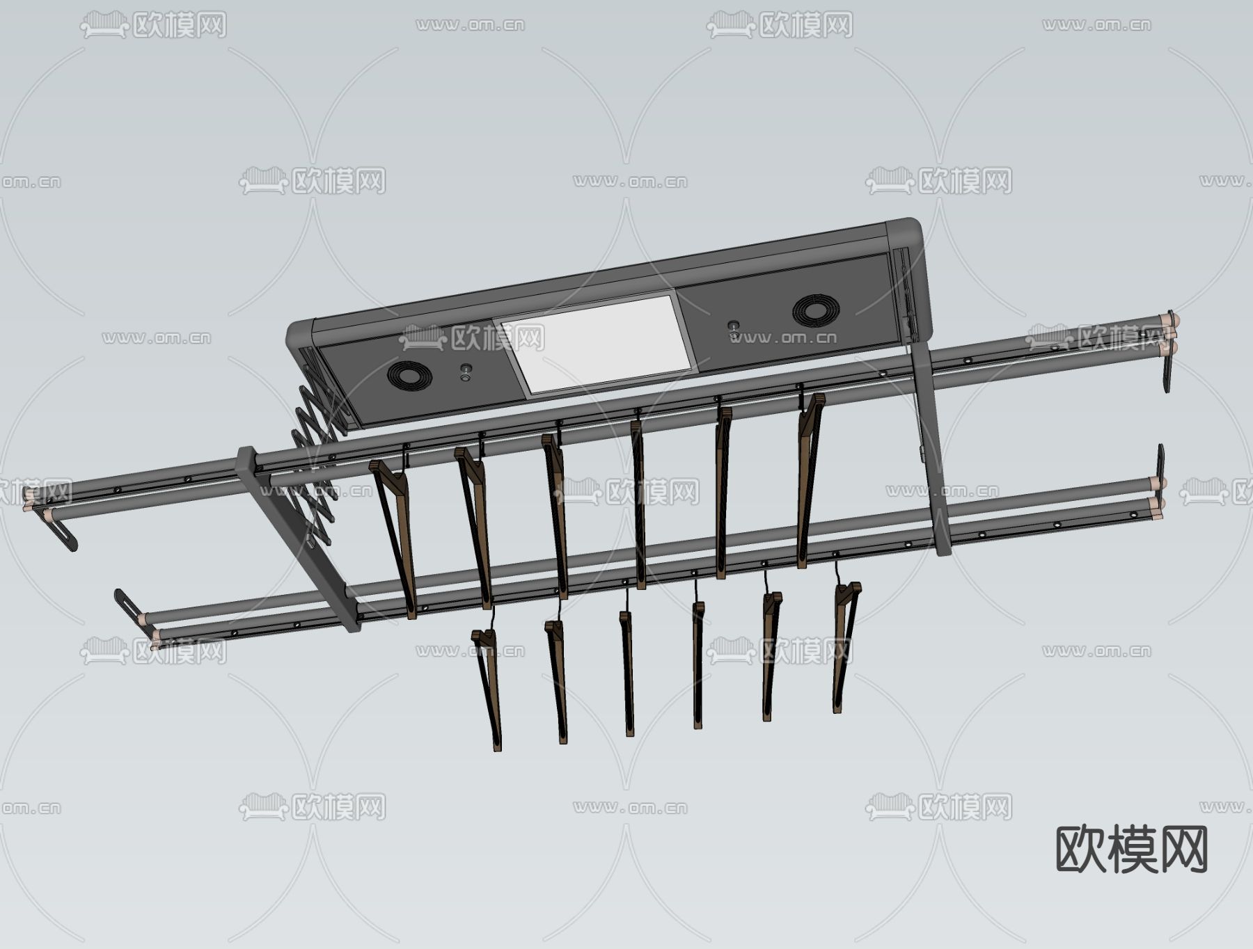 电动升降晾衣架 晾衣杆su模型