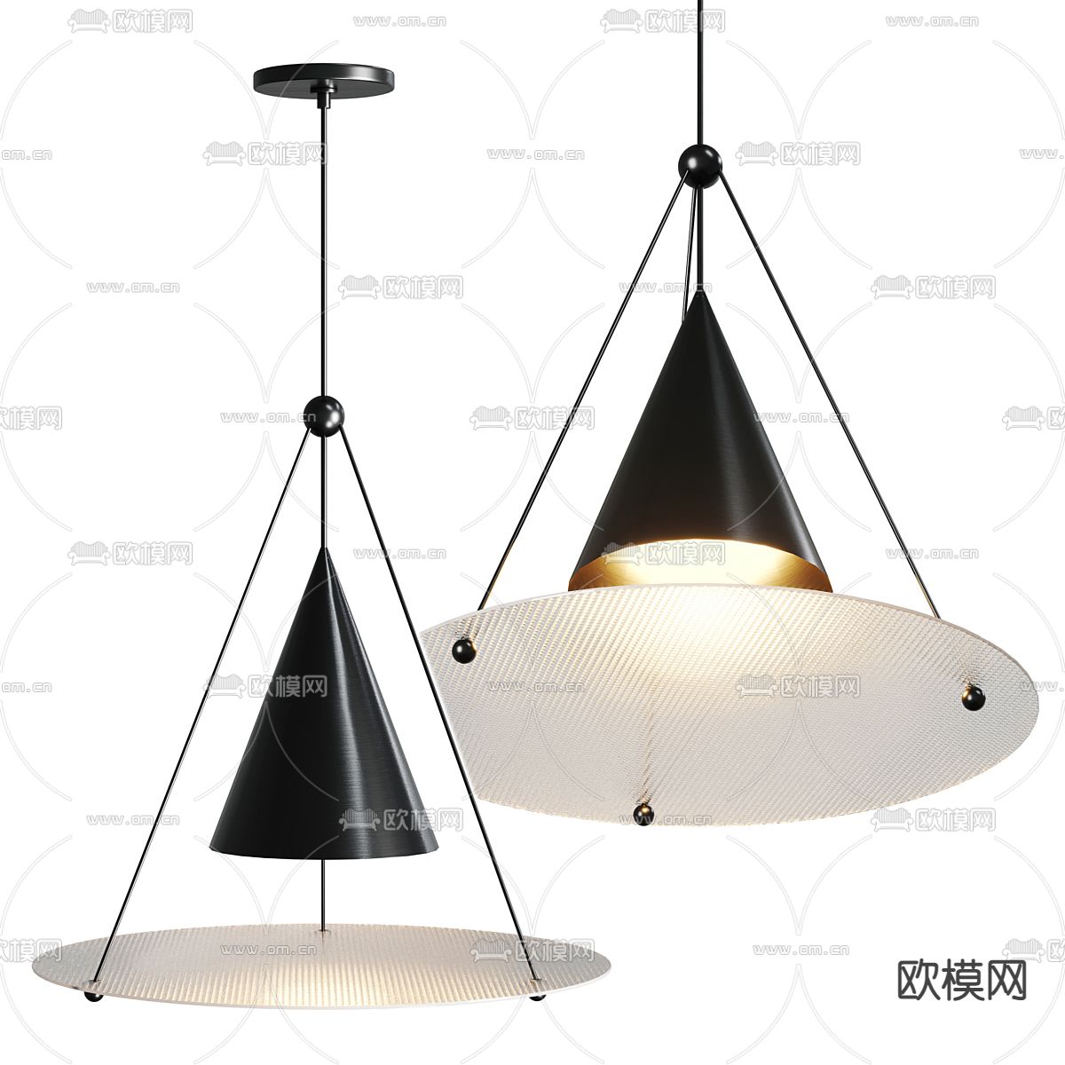 Cattelan 金属吊灯su模型下载（渲染图1）