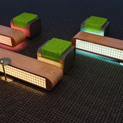  景观座椅 户外座椅 公园椅su模型 