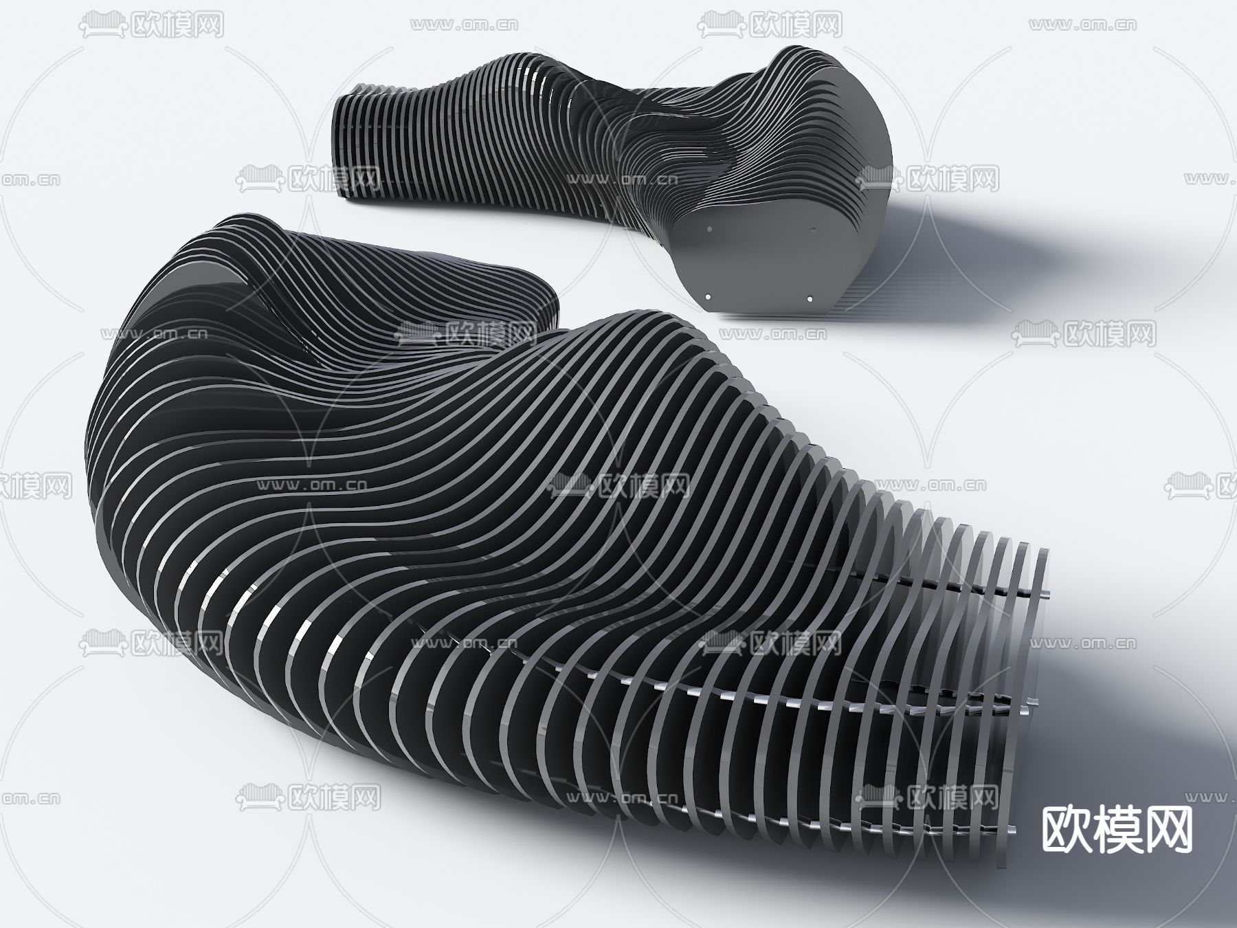 景观座椅 异形长椅su模型下载（渲染图1）