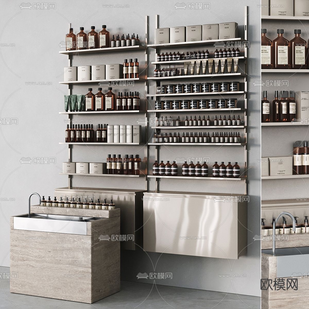 现代洗护用品su模型下载（渲染图1）