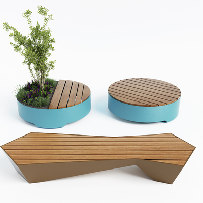  户外椅 树池椅 公园椅su模型 