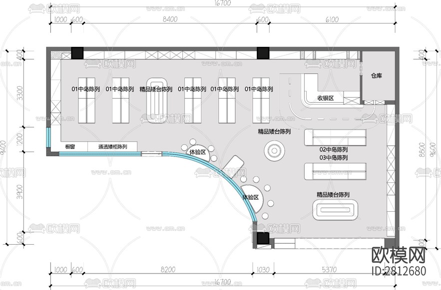 玩具店cad平面布置圖下載(渲染圖1)